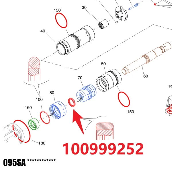 Seal 100999252 - Fitting Position Guide on HC95 Hydraulic Rock Drill/Drifter