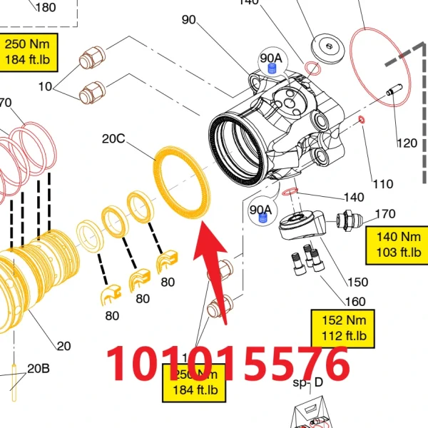 Packing 101015576 - Fitting Position Guide on HC95 Hydraulic Rock Drill/Drifter