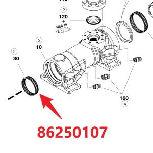 Drive component 86250107 - Main View of Genuine OEM Drive Part for HC20 Hydraulic Rock Drill/Drifter
