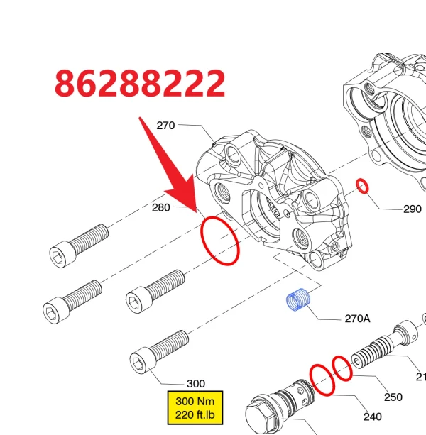 O_ring 86288222 - Fitting Position Guide on HC50 Hydraulic Rock Drill/Drifter