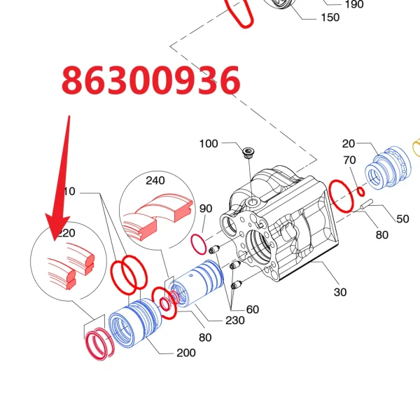 Rod joint 86300936 - Fitting Position Guide on HC50 Hydraulic Rock Drill/Drifter