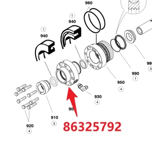Front guide 86325792 - Main View of Genuine OEM Front Guide Housing for HC20 Hydraulic Rock Drill/Drifter