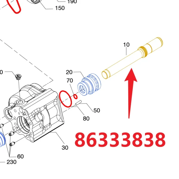 Striking piston 86333838 - Fitting Position Guide on HC50 Hydraulic Rock Drill/Drifter