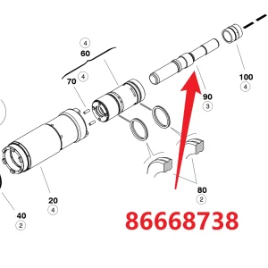 Strike piston 86668738 - Main View of Genuine OEM Impact Piston for HC20 Hydraulic Rock Drill/Drifter