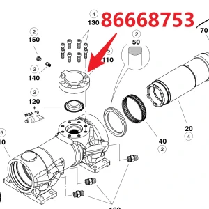 Upper flange 86668753 - Main View of Genuine OEM Upper Flange for HC20 Hydraulic Rock Drill/Drifter