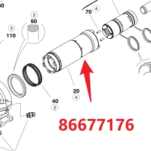 Cylinder 86677176 - Main View of Genuine OEM Cylinder Block for HC20 Hydraulic Rock Drill/Drifter