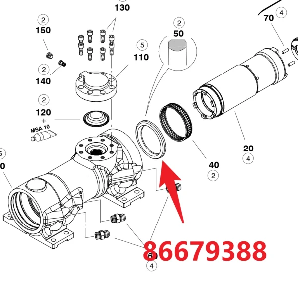 Seal 86679388 - Main View of Genuine OEM Oil-Resistant Seal for HC20 Hydraulic Rock Drill/Drifter