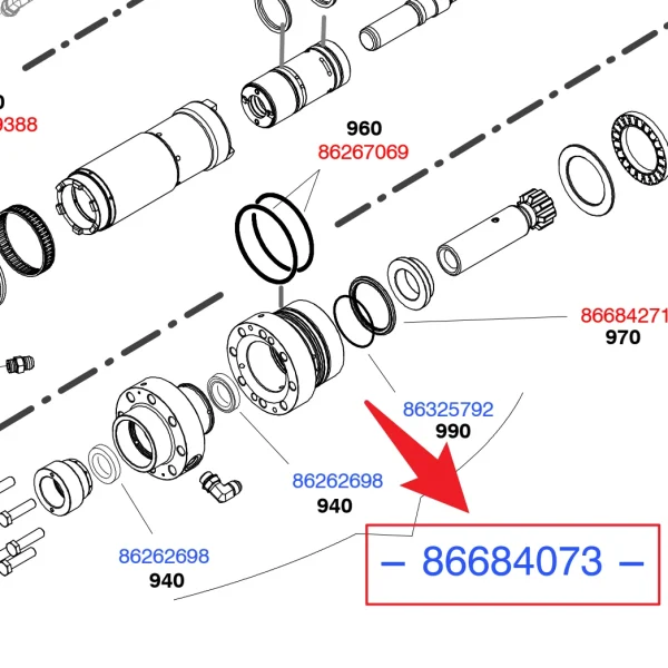 Seals kit 86684073 - Main View of Genuine OEM Seal Kit for HC20 Hydraulic Rock Drill/Drifter