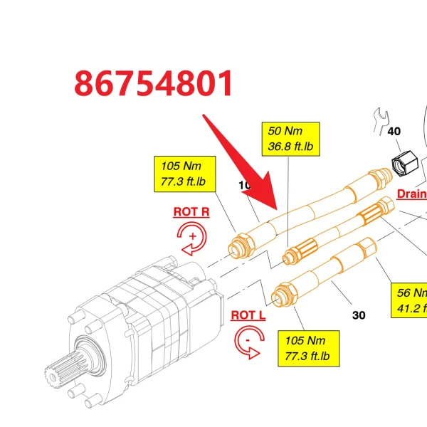 Hose 86754801 - Fitting Position Guide on HC95 Hydraulic Rock Drill/Drifter