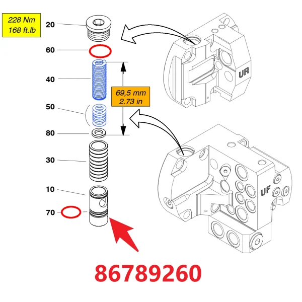 Slide seat 86789260 - Fitting Position Guide on HC95 Hydraulic Rock Drill/Drifter
