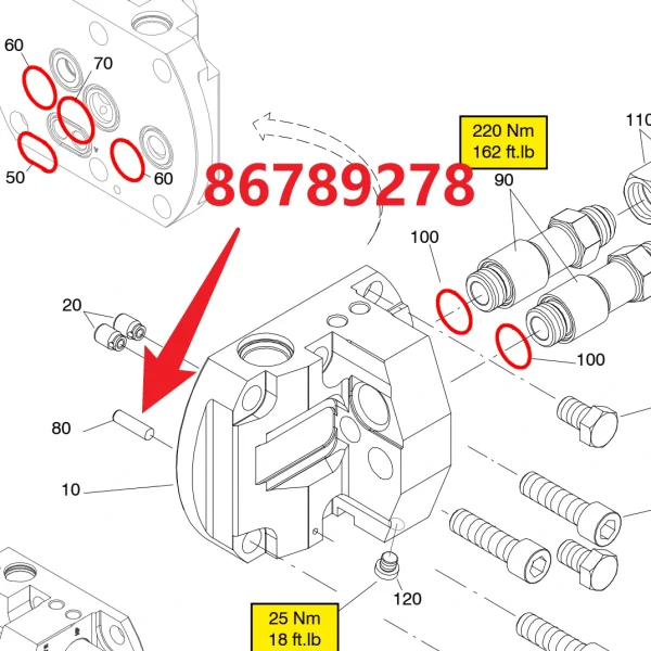 pin 86789278 - Fitting Position Guide on HC95 Hydraulic Rock Drill/Drifter