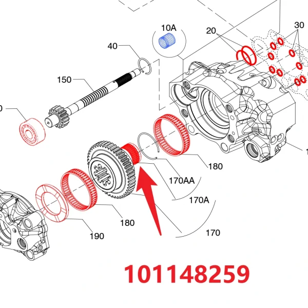 Spline shank 101148259 - Fitting Position Guide on HC50 Hydraulic Rock Drill/Drifter