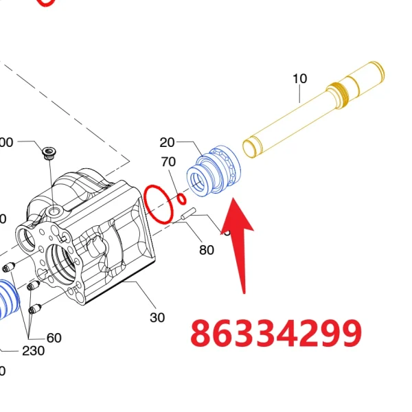 Dawn cylinder 86334299 - Fitting Position Guide on HC50 Hydraulic Rock Drill/Drifter