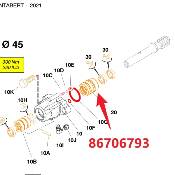 Retainer chuck 86706793 - Fitting Position Guide on HC50 Hydraulic Rock Drill/Drifter