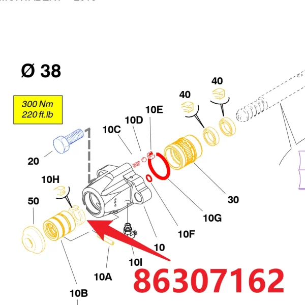 Lip seal 86307162 - Fitting Position Guide on HC50 Hydraulic Rock Drill/Drifter