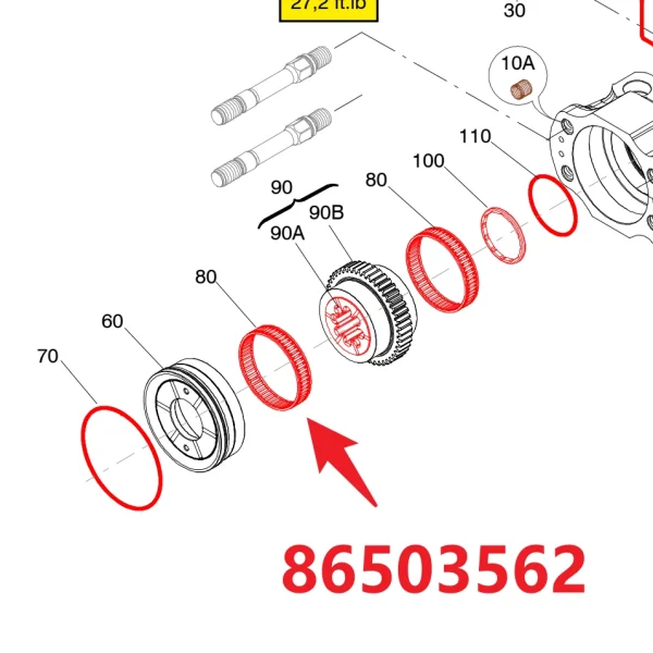 Needle bearing 86503562 - Fitting Position Guide on HC95 Hydraulic Rock Drill/Drifter