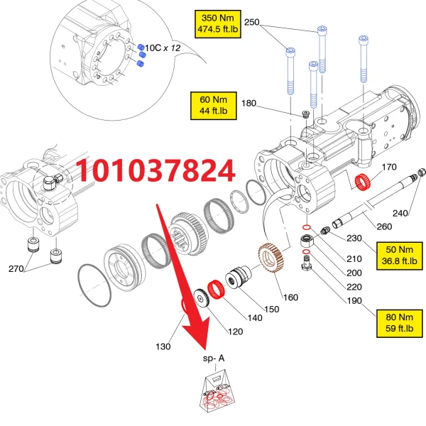 Seals package 101037824 - Fitting Position Guide on HC95 Hydraulic Rock Drill/Drifter