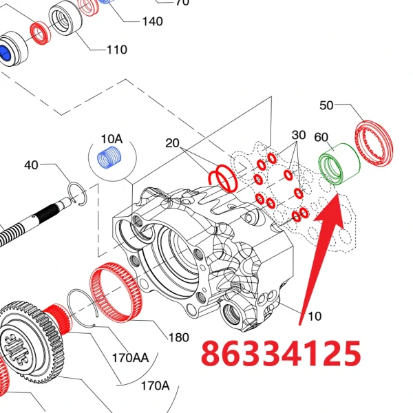 Shank sto 86334125 - Fitting Position Guide on HC50 Hydraulic Rock Drill/Drifter