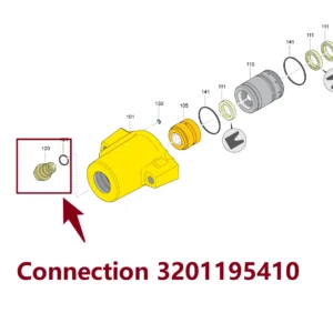Connection 3201195410 - Main View for Atlas Copco/Epiroc RD18U Hydraulic Drifter