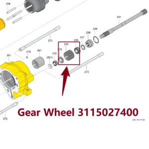 Gear Wheel 3115027400 - Main View for Atlas Copco/Epiroc RD18U Hydraulic Drifter
