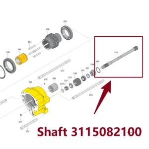 Shaft 3115082100 - Main View for Atlas Copco/Epiroc RD18U Hydraulic Drifter