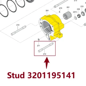Stud 3201195141 - Main View for Atlas Copco/Epiroc RD18U Hydraulic Drifter