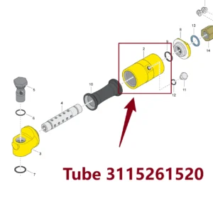 Tube 3115261520 - Main View for Atlas Copco/Epiroc RD18U Hydraulic Drifter